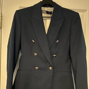 Zara Navy double breasted blazer size Small